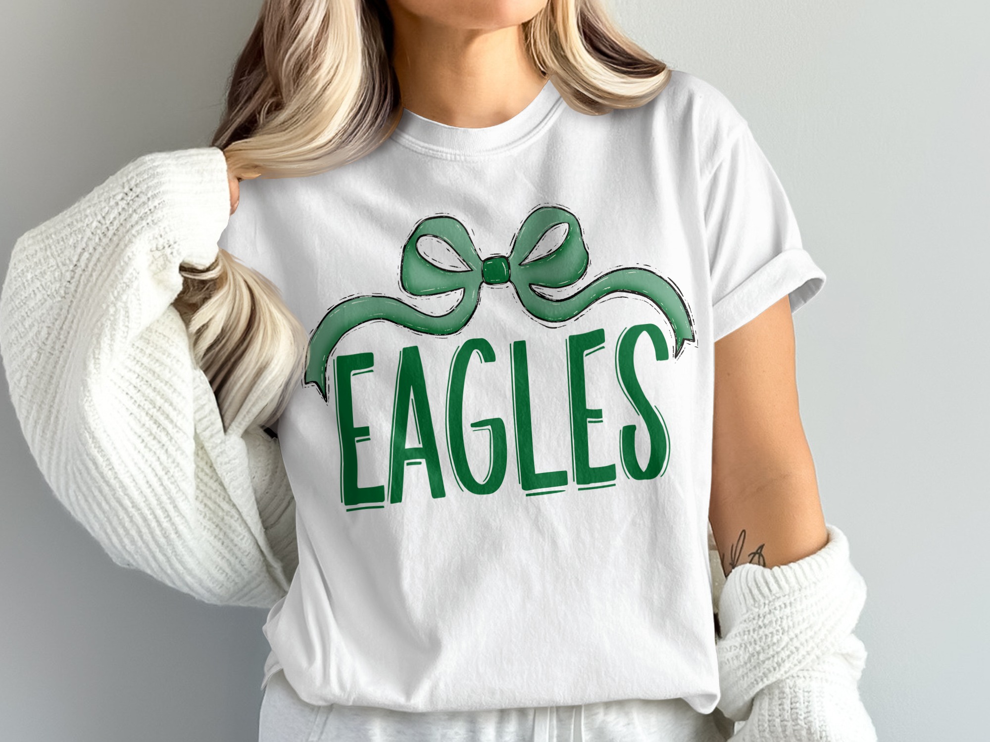 Eagles T-Shirt, Bow Graphic Tee, Team Spirit Shirt, Comfort Colors 1717, Game Day Shirt, School Pride Tee, Sports Fan Apparel