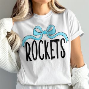 Rockets T-Shirt, Blue Ribbon, Comfort Colors 1717 Tee, Trendy Graphic T Shirt, Cute Gift Idea, Band Spirit Shirt, Sports Fan Tee