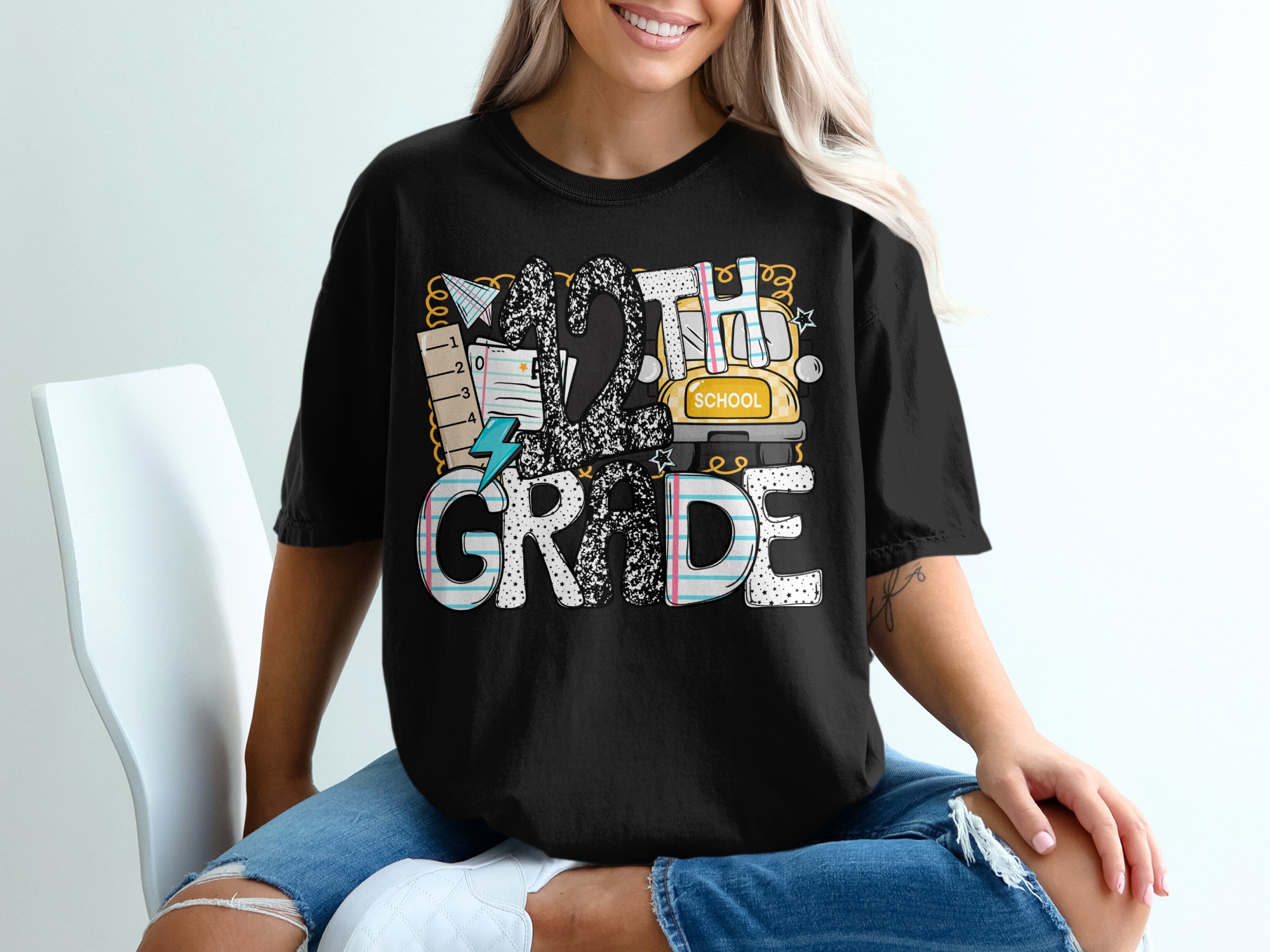 12th Grade T-Shirt, Back to School Shirt, Senior Year Tee, Graduation Gift, High School T Shirt, School Bus, Teacher Gift Idea - Image 2