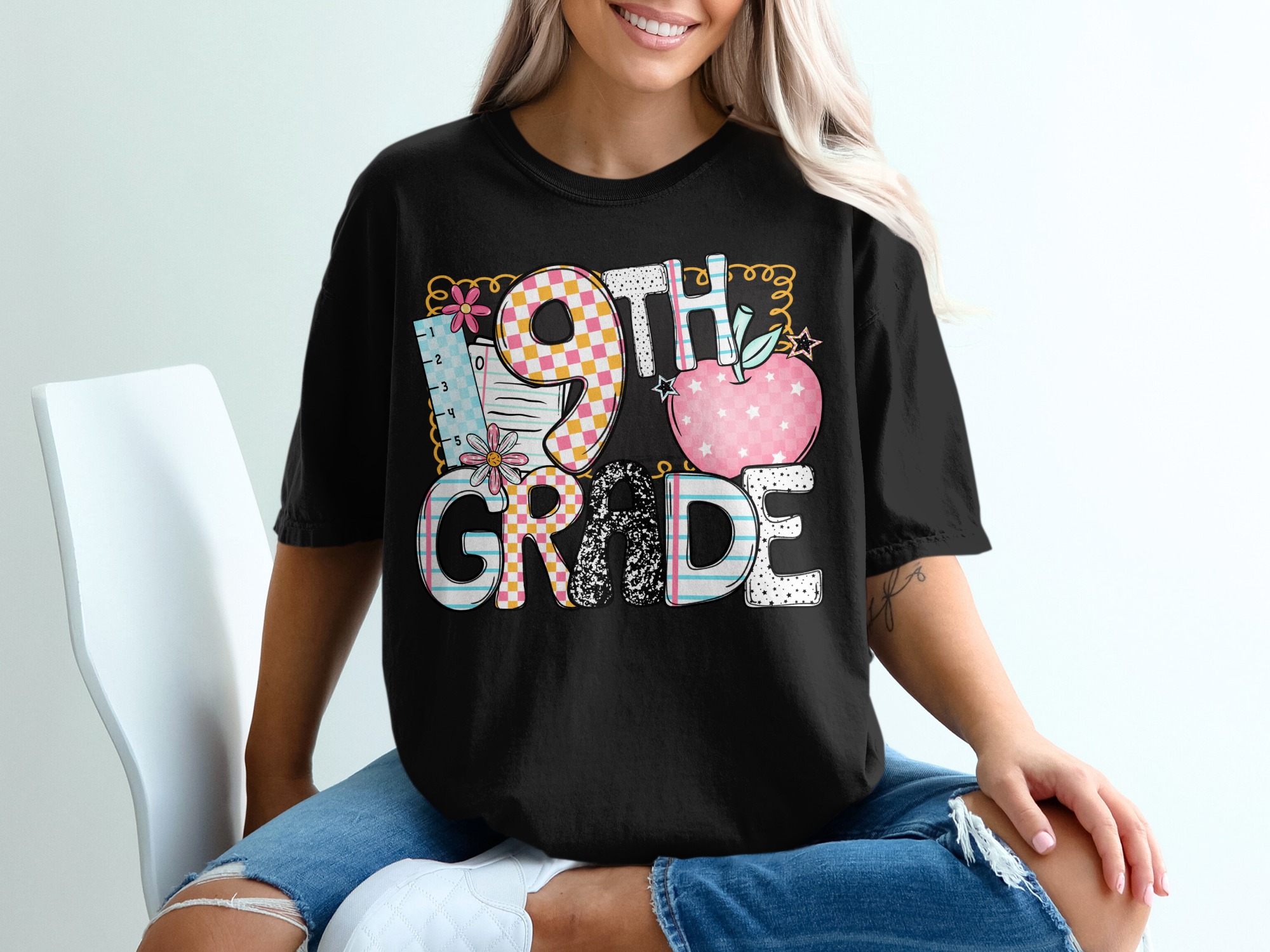 9th Grade T-Shirt, Colorful School Tee, Ninth Grade Student Shirt, Back to School T-Shirt, Teacher Gift, Graduation Shirt, 9th Grade Design - Image 2
