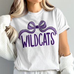 Wildcats T-Shirt, Purple Bow, School Spirit, Comfort Colors 1717, Game Day Apparel, Cute Tee, Team Pride Shirt, Fan Gear TShirt
