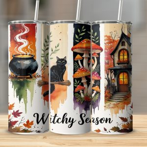 Witchy Season Digital Sublimation 20oz Tumbler Wrap Download, Halloween Tumbler Design, Autumn Tumbler Wrap, Witch Tumbler, Digital File