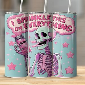 Sarcasm Skeleton Digital,Sublimation 20oz Tumbler Wrap Digital Download, Funny Tumbler Design, I Sprinkle This On Everything