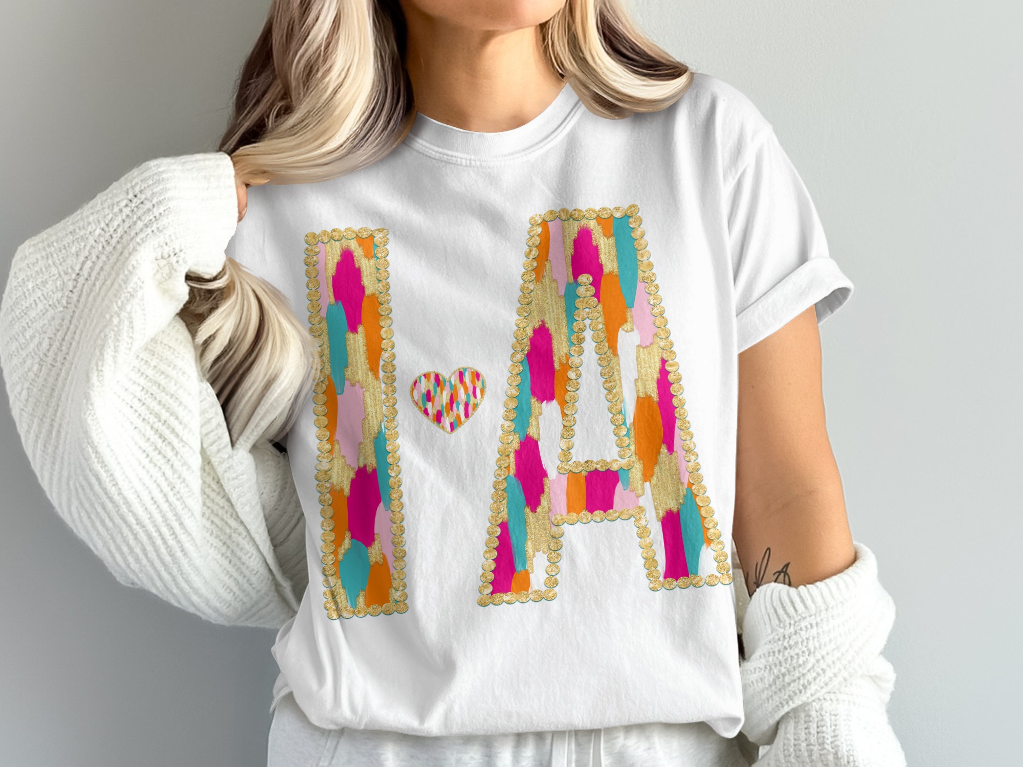 I Heart A T-Shirt, Personalized Initial T-Shirt, Comfort Colors 1717 Shirt, Custom Name Tee, Colorful Letters T-Shirt, Bridesmaid Gift