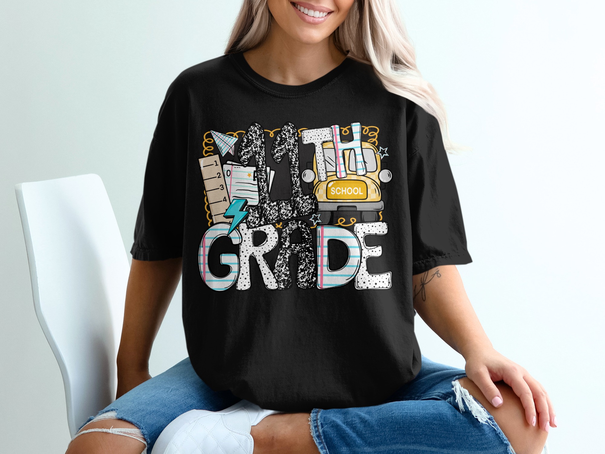 11th Grade T-Shirt, Eleventh Grade Shirt, Back to School Tee, School Bus Shirt, Student Gift Idea, Colorful School Shirt, Teacher Tee - Image 2