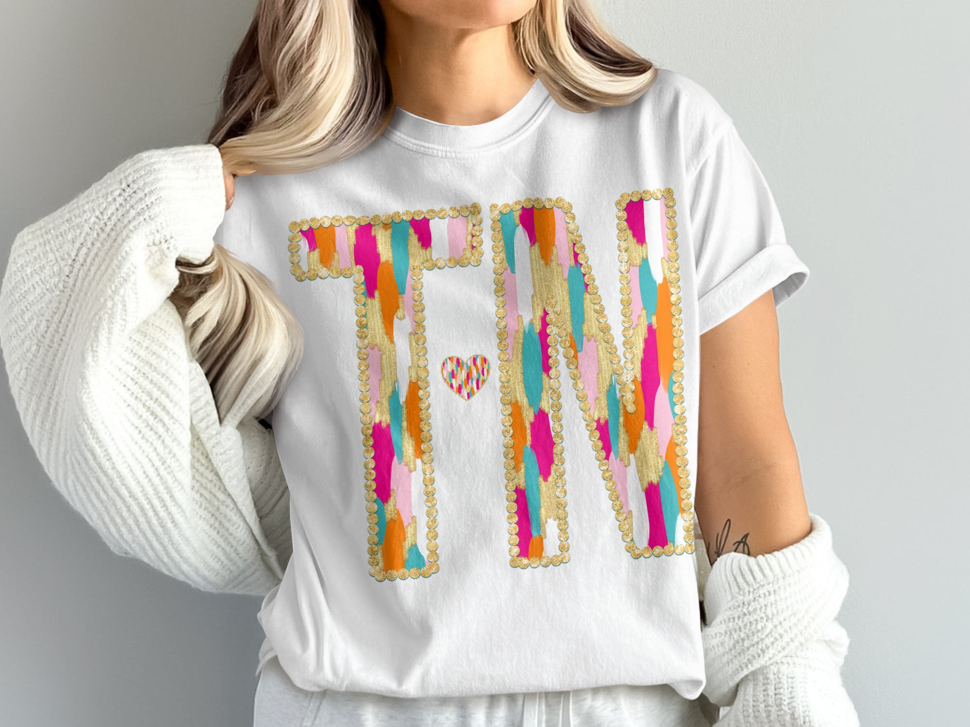 TN Initials T-Shirt, Colorful TN letters, Comfort Colors 1717, Monogram T-Shirt, Personalized T-Shirt, Custom Name Shirt, Gift Idea