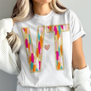 VT Letters T-Shirt, Colorful Letters, Initial T-Shirt, Comfort Colors 1717, Cute Heart, Trendy T-Shirt, Girly T-Shirt, Gift for Her, T-Shirt
