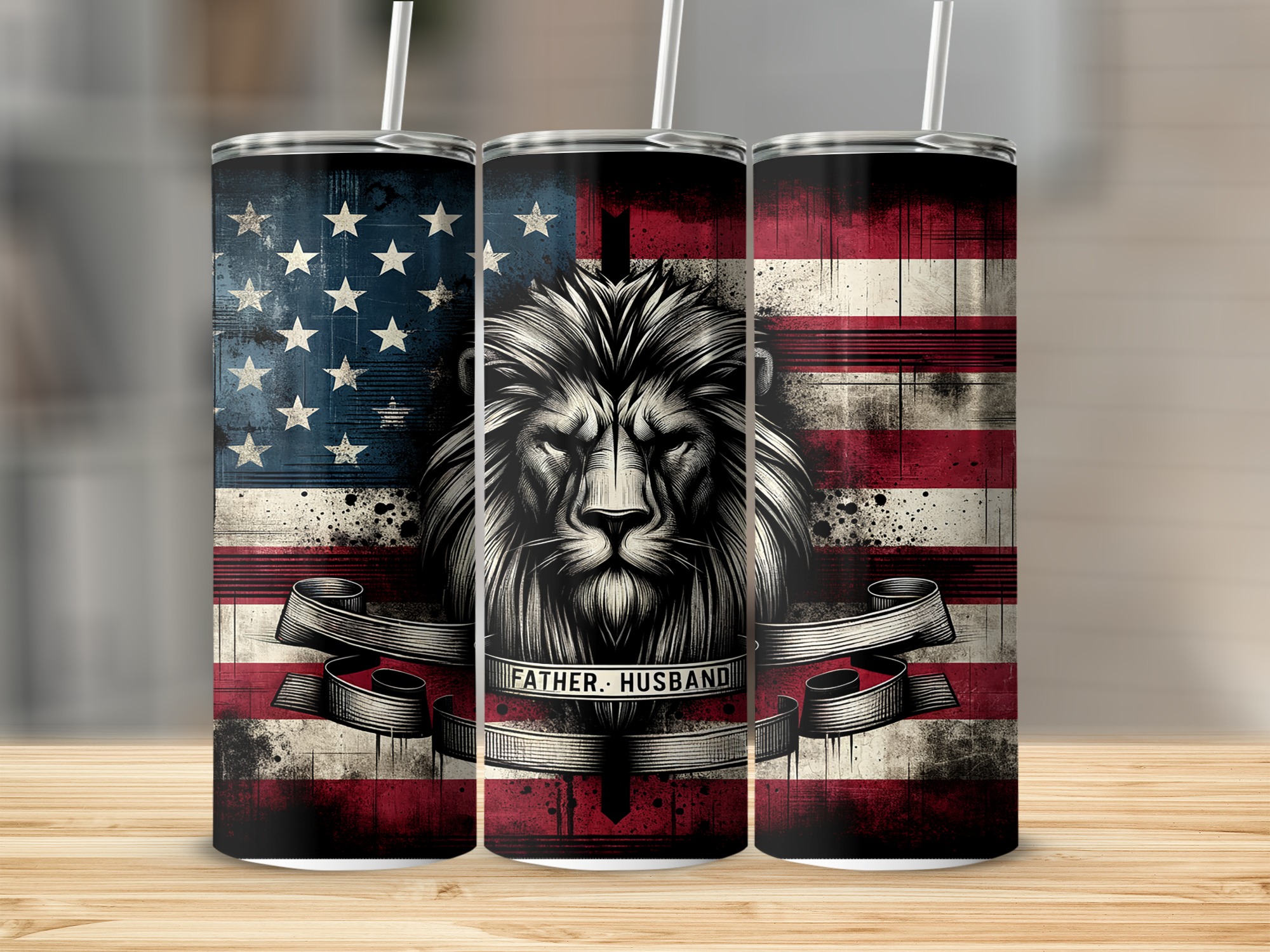 Patriotic Lion 20oz Sublimation Digital Download, Father Husband, American Flag, Tumbler Design, Digital Download, Sublimation Design