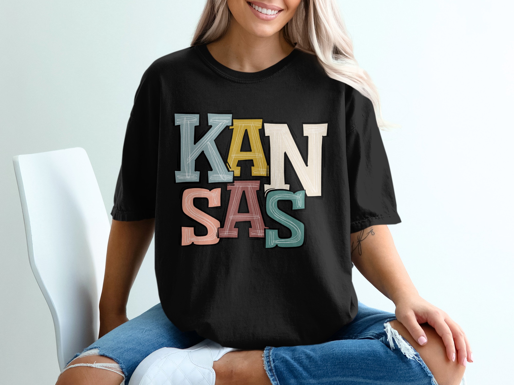 Kansas State Pride T-Shirt, Colorful Design, Home State Tee, Retro Style, Souvenir Gift, Kansas Lover, State Map Apparel, Graphic Top - Image 2