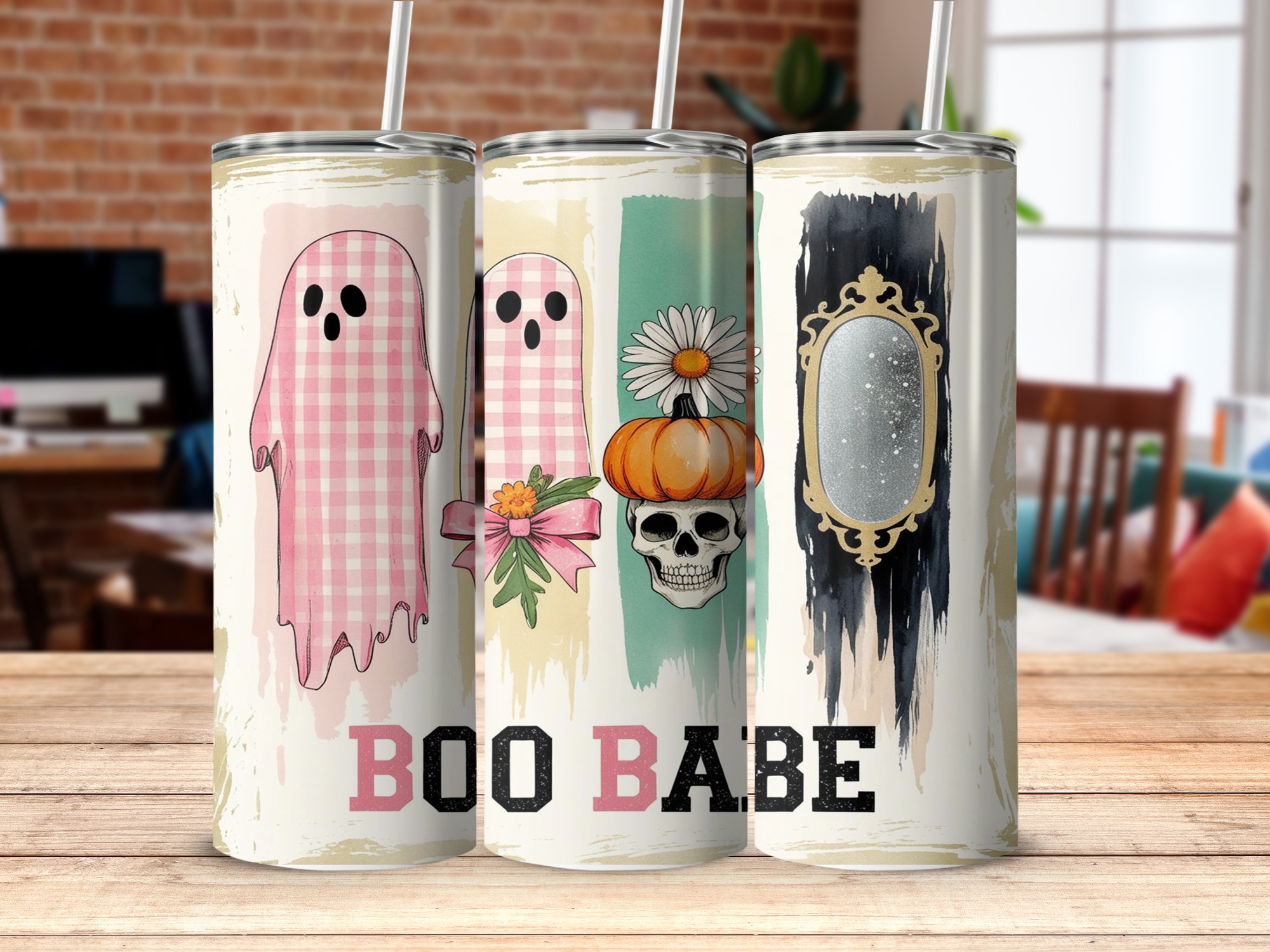 Boo Babe 20oz Tumbler Wrap Digital, Halloween Sublimation Design, Cute Ghost Digital Download, Fall Tumbler Design, Spooky Season Design - Image 5