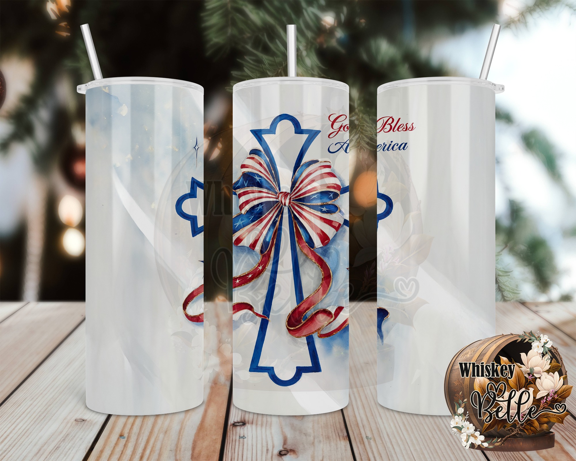 God Bless America, 20oz Sublimation Digital Download, American Flag Tumbler, Patriotic Christian Tumbler Design, Digital, Tumbler Wrap - Image 2