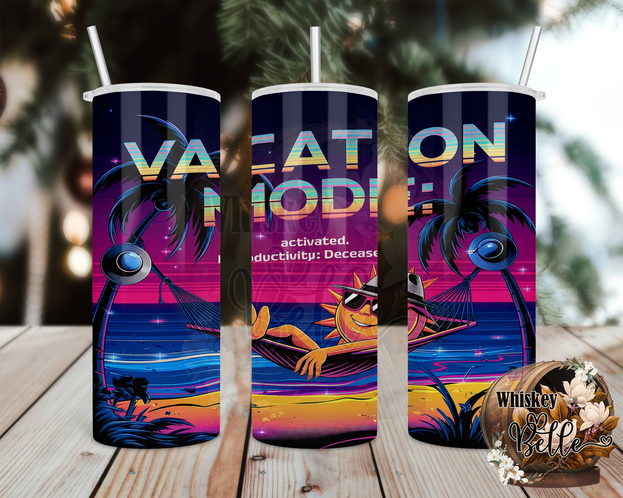 Vacation Mode 20oz Sublimation Design, Funny Sun Tumbler Digital Download, Tropical Beach Tumbler Design, Summer Vacation, Travel Tumbler - Image 2