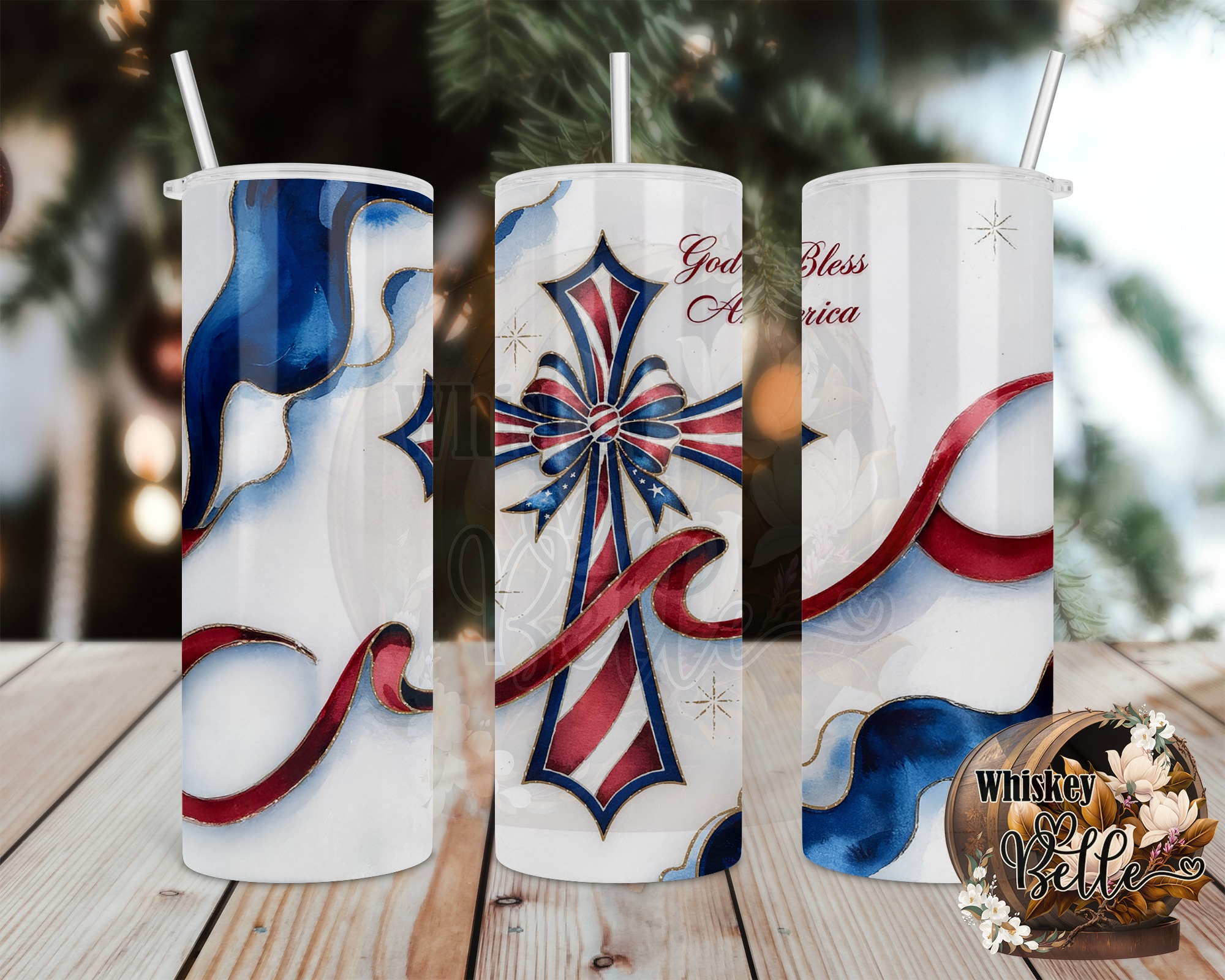 God Bless America 20oz Sublimation Digital Download, Patriotic Tumbler Design, Cross Tumbler Design, American Flag, Christian Sublimation - Image 2