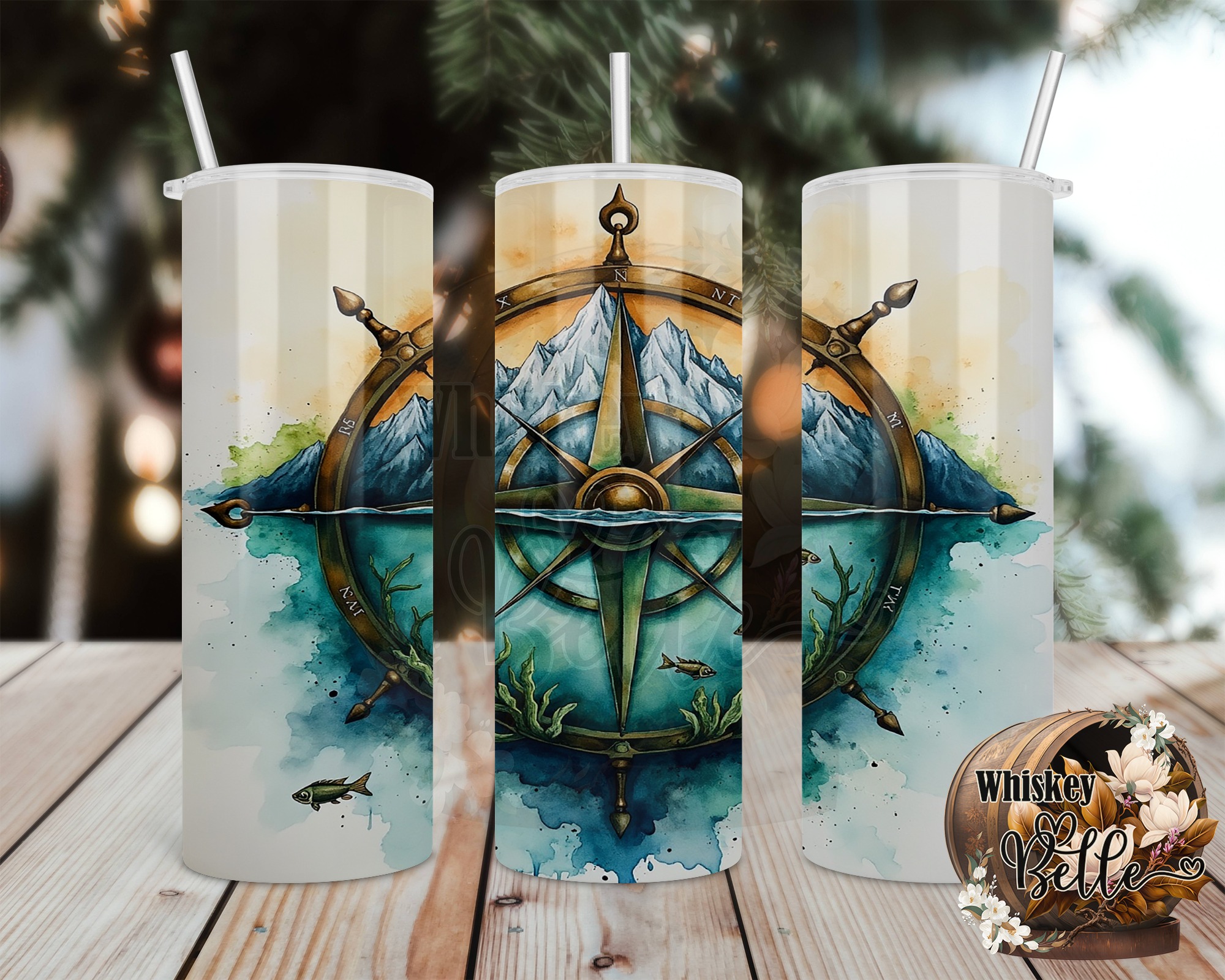 Compass Wheel 20oz Sublimation Digital Download, Ocean Tumbler Design, Nautical Wrap Template, Tumbler Sublimation Digital, Gift for - Image 2