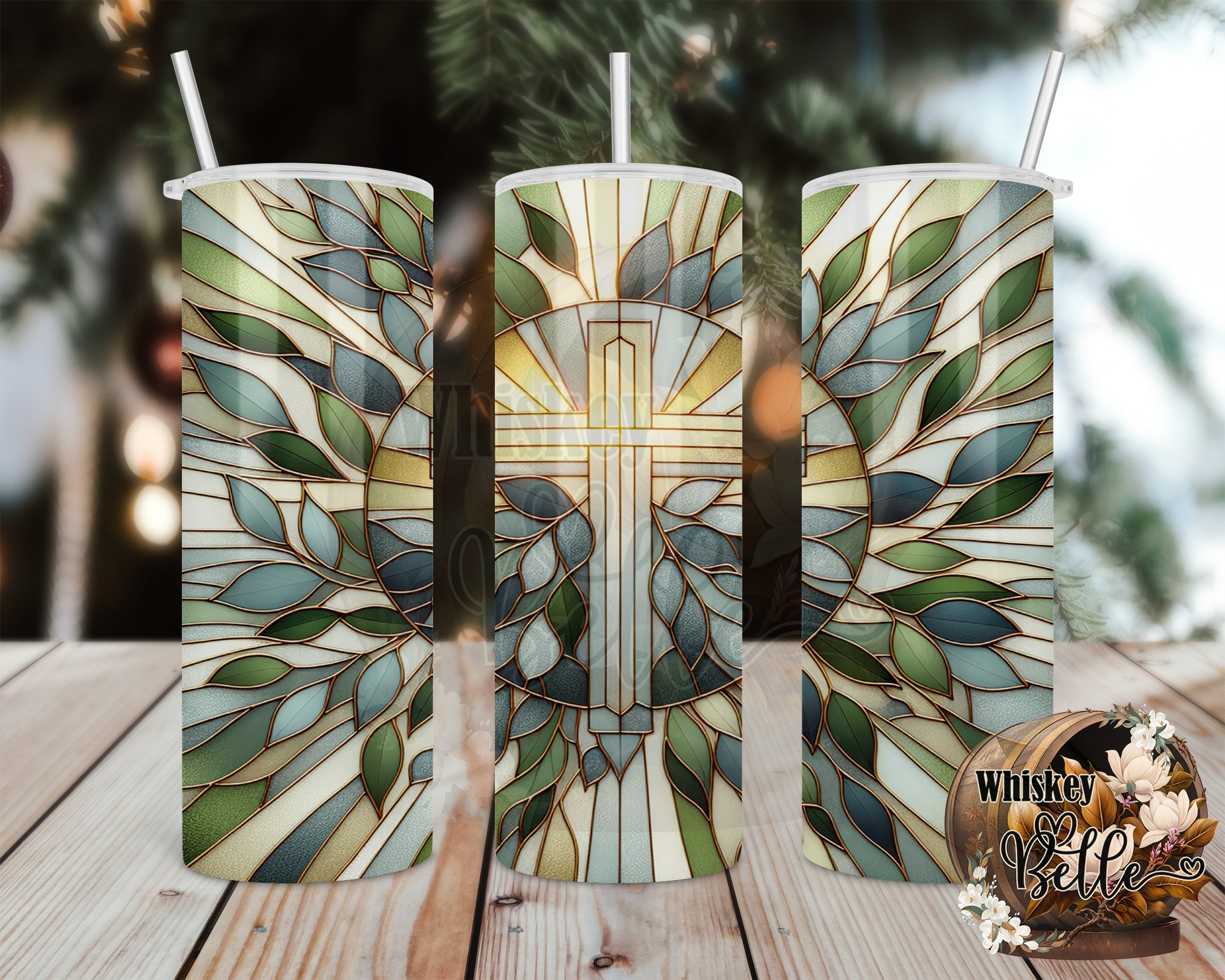 Cross Stained Glass 20oz Sublimation Digital Download,Tumbler Design,Christian Digital Image,Religious Gift,Wraps,Png Template - Image 2