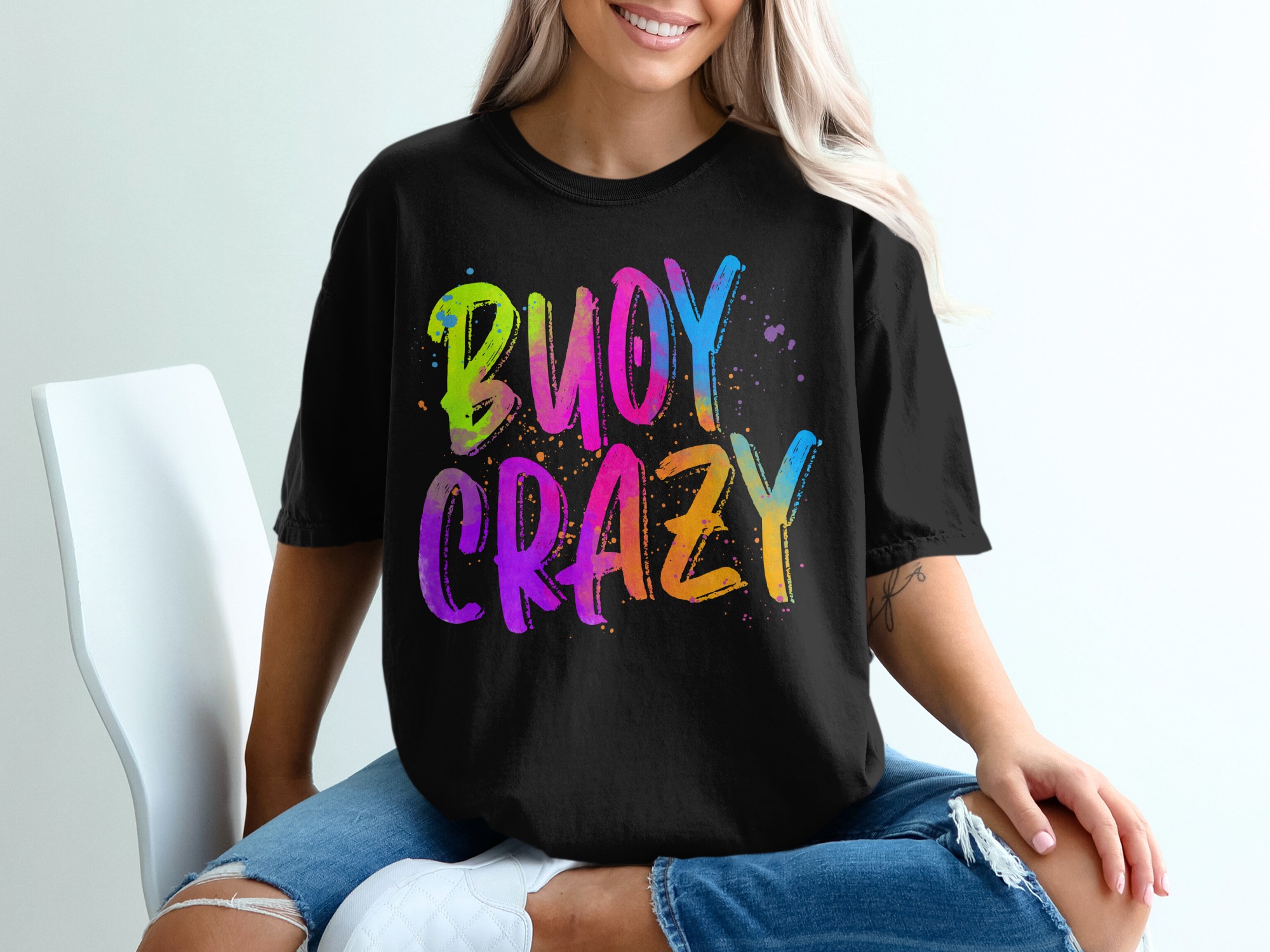 Buoy Crazy T-Shirt, Colorful Graphic Tee, Summer Vacation Shirt, Fun Boating Tee, Trendy Slogan Shirt, Casual Everyday Top - Image 2