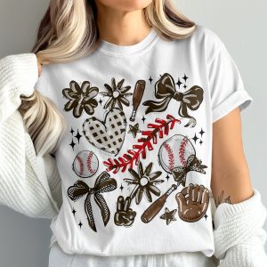 Baseball T-Shirt, Flower Bow Bat Tee, Comfort Colors 1717, Game Day Vibes, Cute Baseball Design Shirt, Graphic Tee, Trendy T-Shirt, Baseball