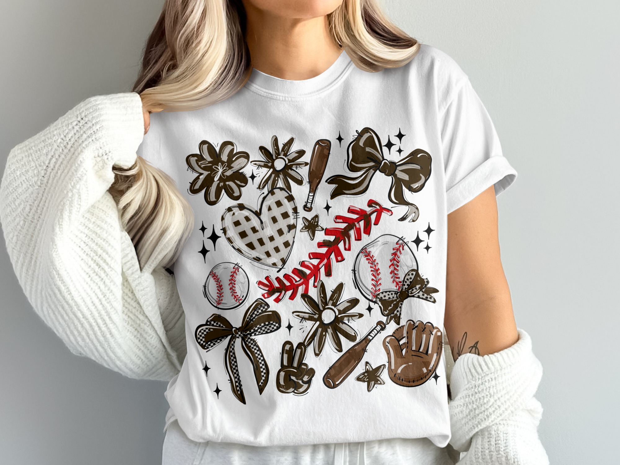 Baseball T-Shirt, Flower Bow Bat Tee, Comfort Colors 1717, Game Day Vibes, Cute Baseball Design Shirt, Graphic Tee, Trendy T-Shirt, Baseball