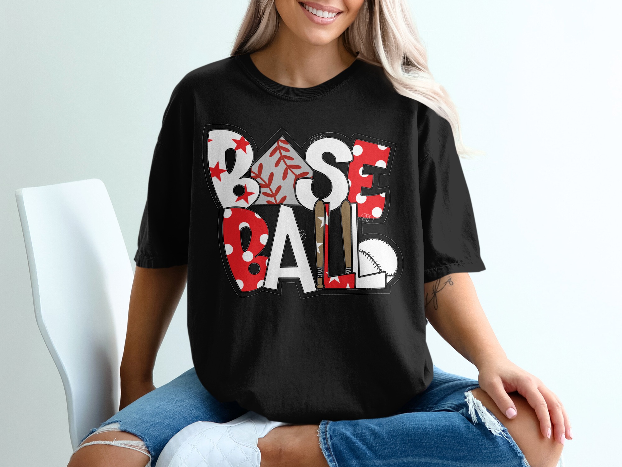 Baseball T-Shirt, Comfort Colors 1717, Baseball Mom Shirt, Baseball Lover Gift, Game Day Tee, Cute Graphic Tee, Baseball Bats and Ball - Image 3