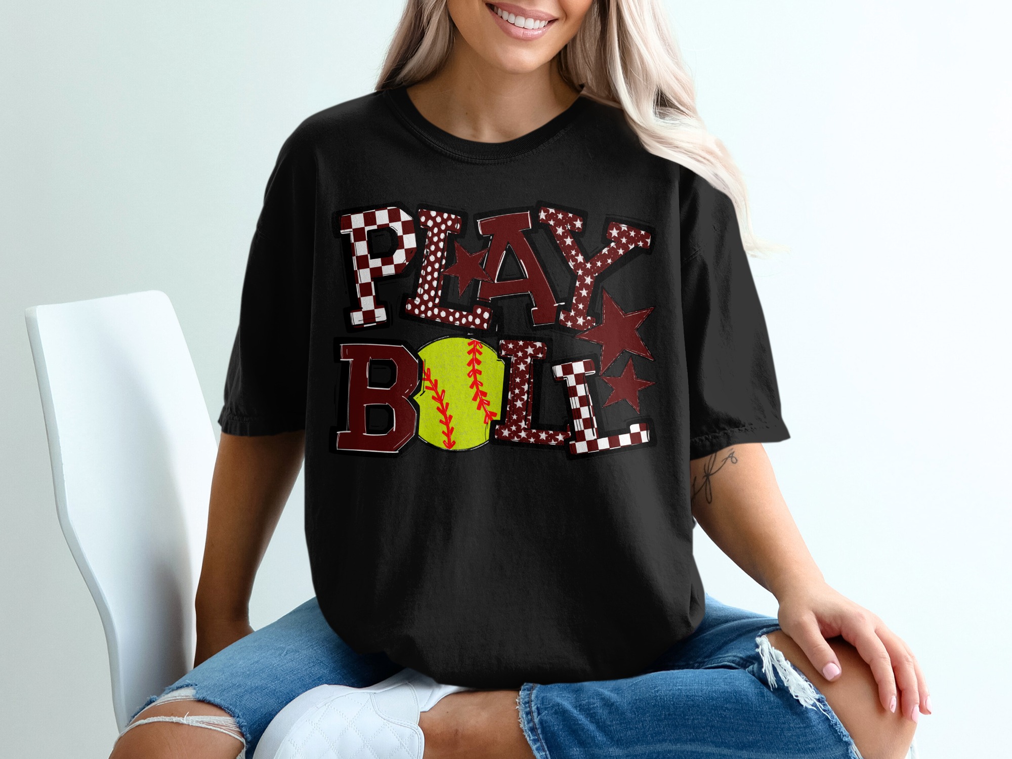 Play Ball T-Shirt, Softball Tee, Game Day Shirt, Sports Fan Apparel, Gift for Softball Player, Baseball T Shirt, Athletic Shirt - Image 2