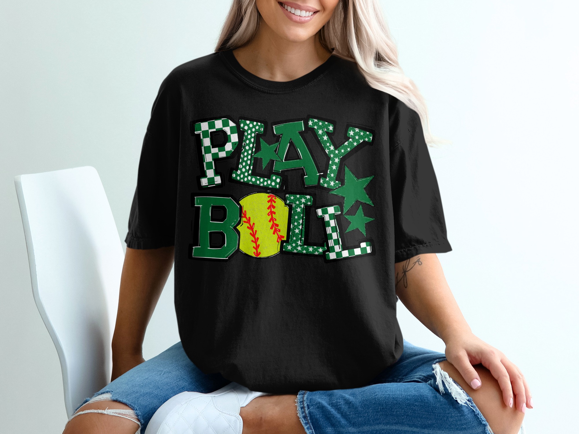 Play Ball Softball T Shirt, Green Sports Tee, Team Spirit Shirt, Graphic Tee, Game Day Apparel, Softball Lover Gift - Image 2
