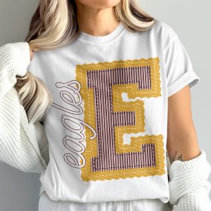 Eagles T-Shirt, Varsity Letter, Team Spirit, Comfort Colors 1717, School Pride, Fan Apparel, Game Day, Sporty Style, Graphic Tee