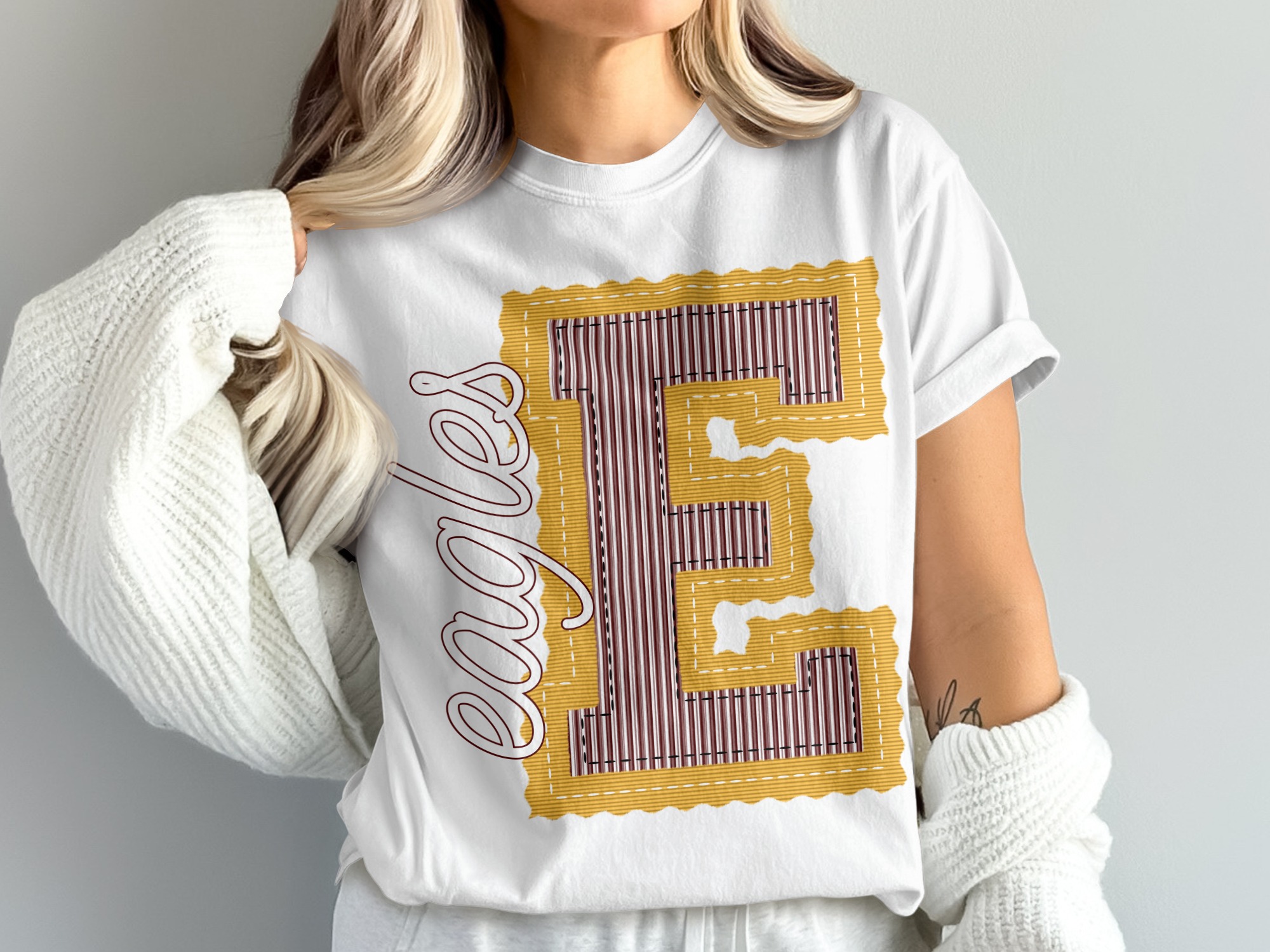 Eagles T-Shirt, Varsity Letter, Team Spirit, Comfort Colors 1717, School Pride, Fan Apparel, Game Day, Sporty Style, Graphic Tee