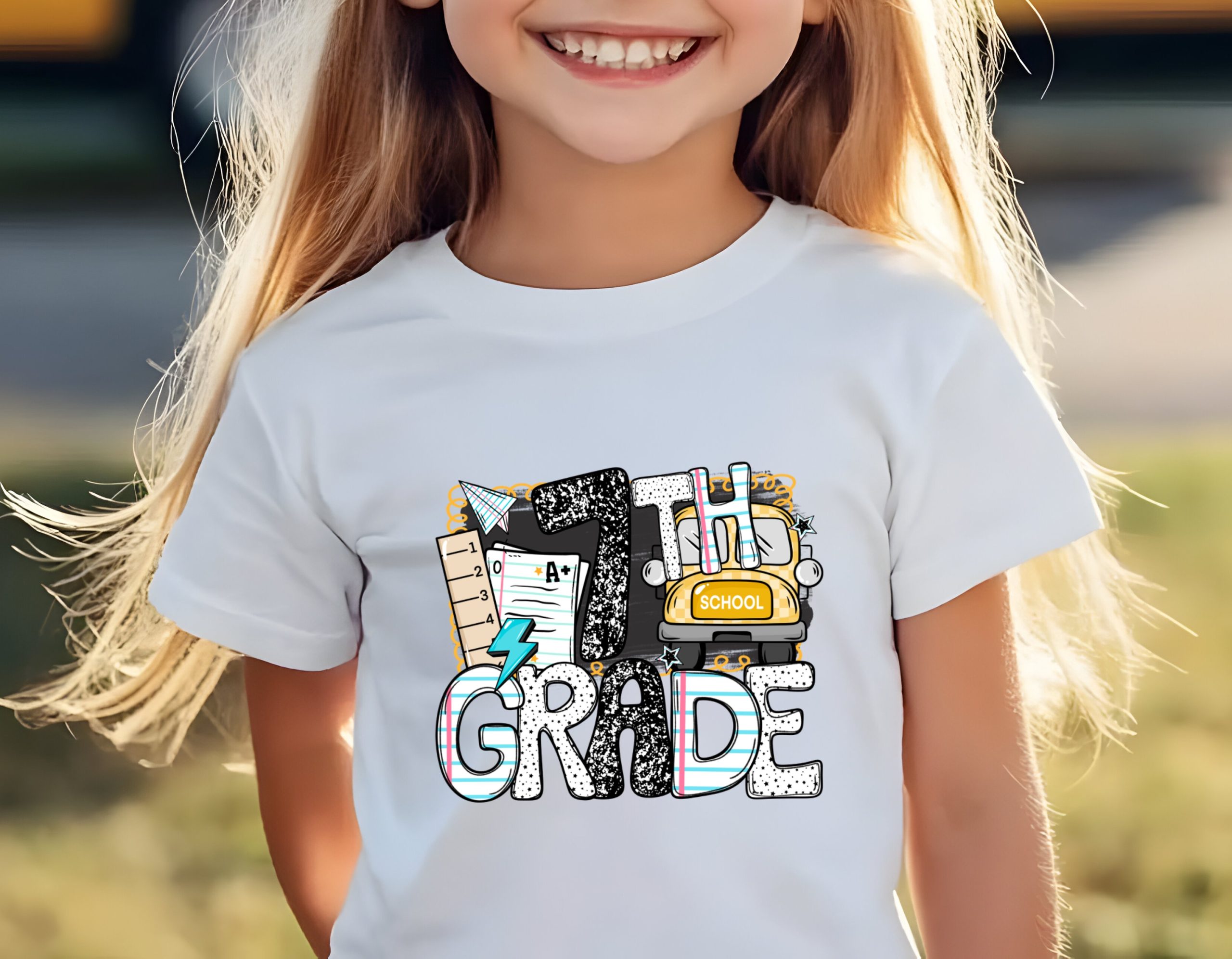 7th Grade T-Shirt, Back to School, Seventh Grade Shirt, School Bus Tee, Student Gift, Seventh Grader Shirt, Seventh Grade Team Shirt