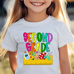 Second Grade T-Shirt, Back to School Shirt, Colorful School Supplies, Kids T Shirt, Elementary School Tee, Second Grader Shirt