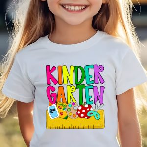 Kindergarten T-Shirt, Back To School Shirt, Colorful School Supplies T-Shirt, Teacher Shirt, First Day Of School Tee, Education T-Shirt