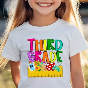 Third Grade T-Shirt, Back to School Tee, Elementary School Shirt, Student Gift, Colorful Teacher T Shirt, School Supplies Graphic TShirt