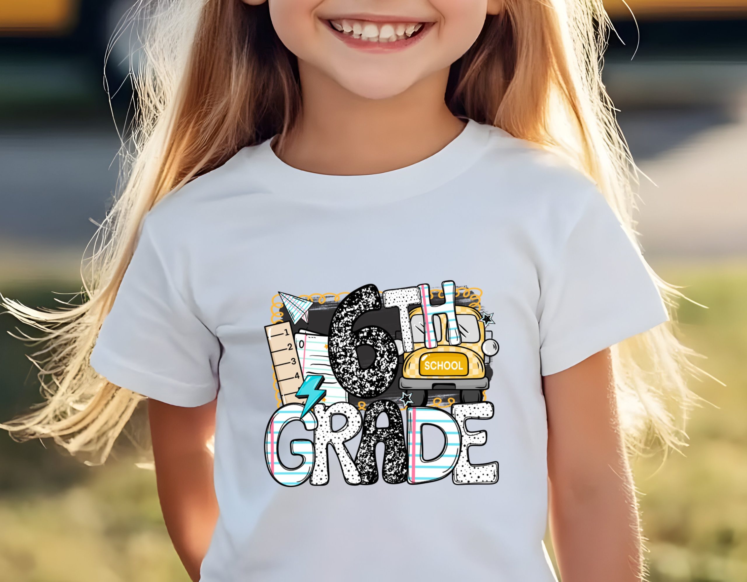 6th Grade T-Shirt, School Bus Shirt, Sixth Grade Shirt, Back To School Tee, Sixth Grader Gift, Elementary School Shirt, Teacher Tee