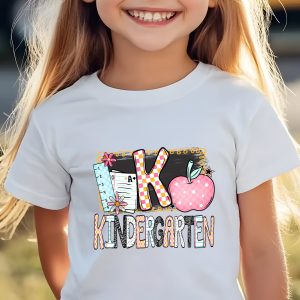 Kindergarten T-Shirt, Back to School Shirt, First Day of School Tee, Cute Kids Apparel, School Outfit, Teacher Gift, Colorful Apple Design