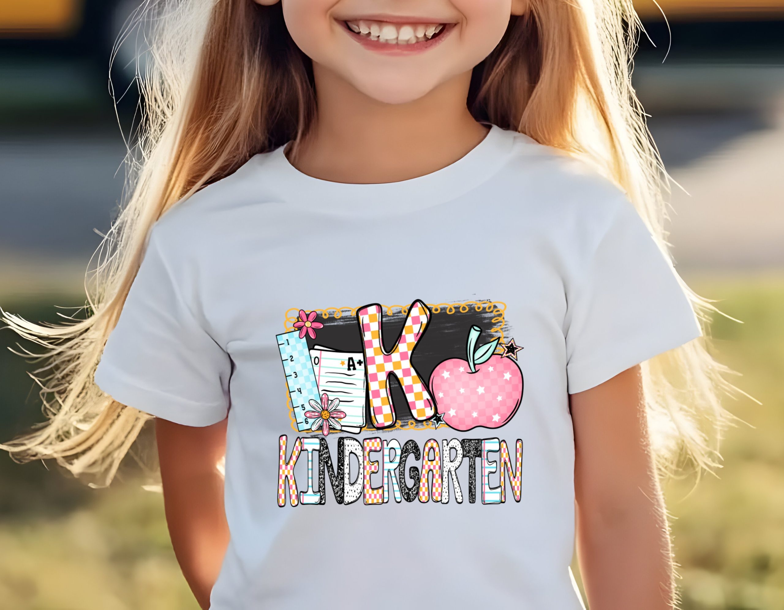 Kindergarten T-Shirt, Back to School Shirt, First Day of School Tee, Cute Kids Apparel, School Outfit, Teacher Gift, Colorful Apple Design