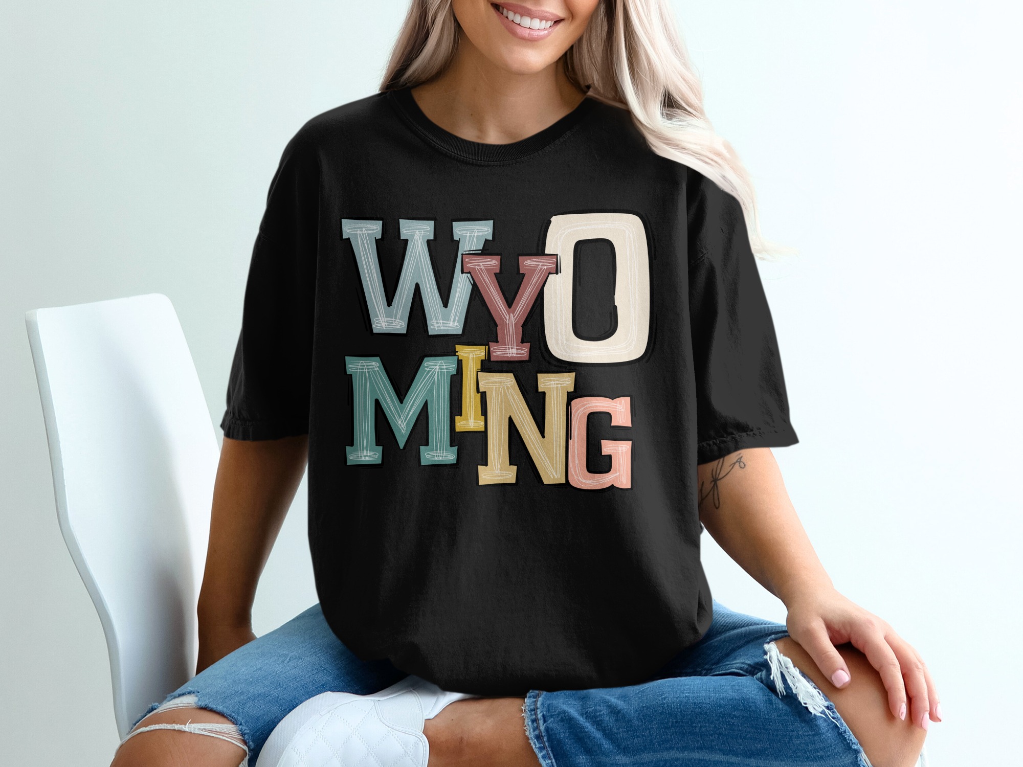 Wyoming T-Shirt, Colorful State Pride Tee, Wyoming Souvenir, Gift for Wyoming Native, Trendy Wyoming Shirt, Wyoming Lover Shirt - Image 2