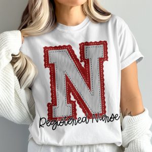 Registered Nurse T Shirt, Nurse Gift, Initial N T Shirt, Nurse Appreciation Gift, Medical T Shirt, Cute Nurse Tee, prepster preppy