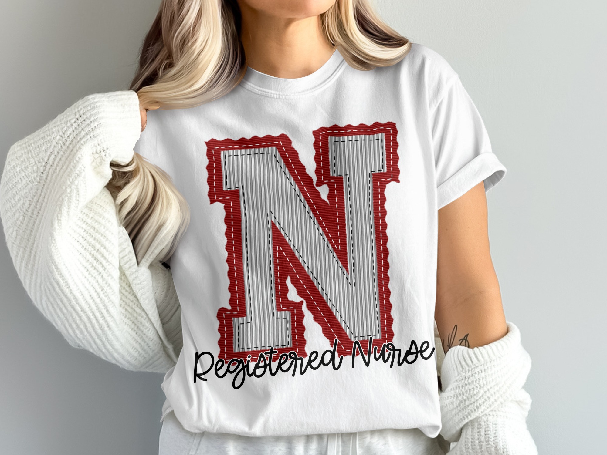 Registered Nurse T Shirt, Nurse Gift, Initial N T Shirt, Nurse Appreciation Gift, Medical T Shirt, Cute Nurse Tee, prepster preppy