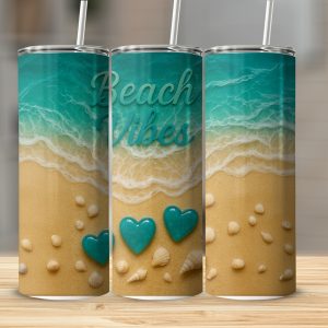 Beach Vibes, 20oz Sublimation Digital Download, Ocean Tumbler Design, Summer Tumbler Wrap, Beach Lover Gift, Digital Download