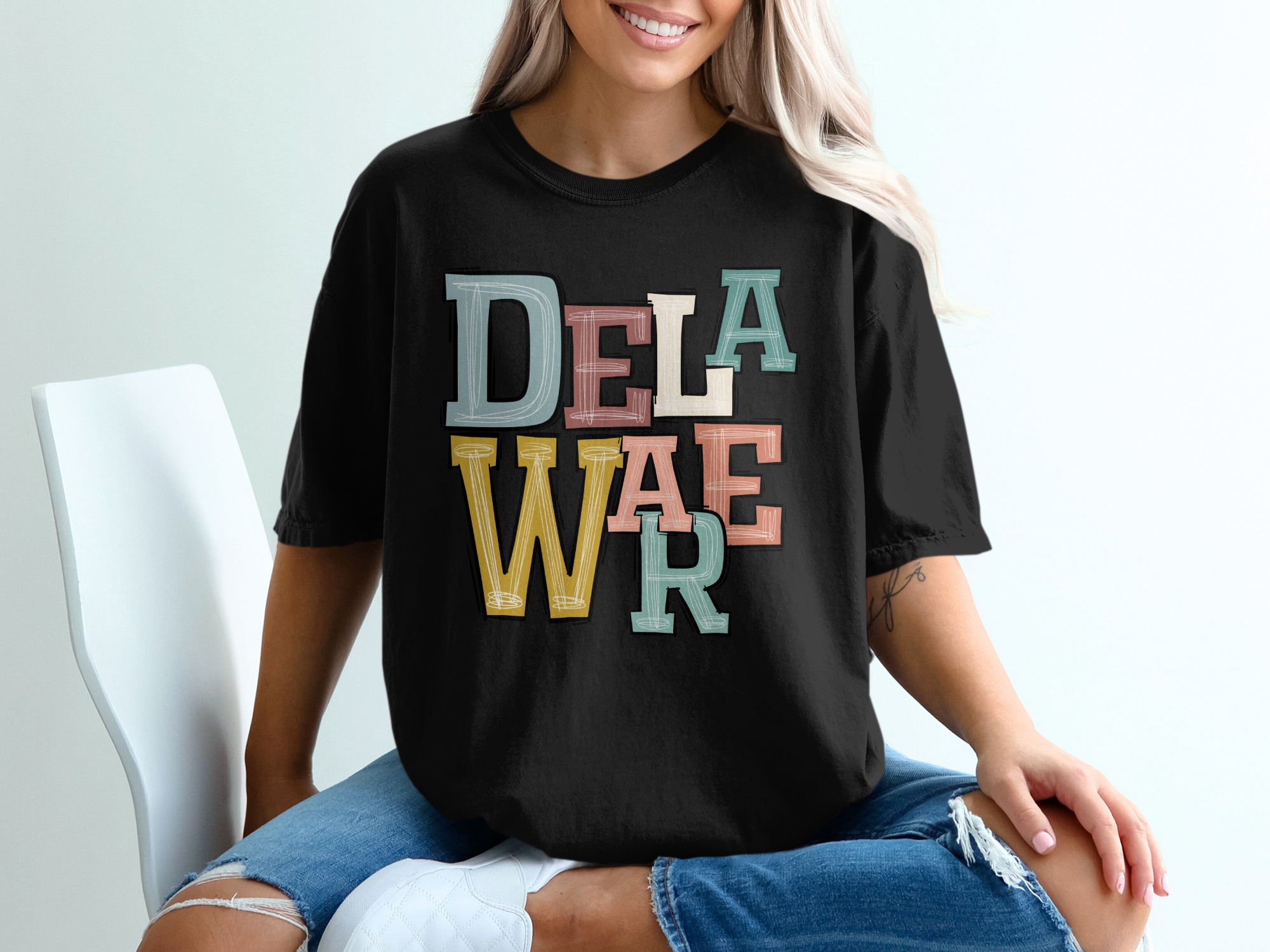 Delaware T Shirt, State Pride Tee, Colorful Letters Shirt, Vacation Souvenir Shirt, Delaware Gift Idea Shirt - Image 2