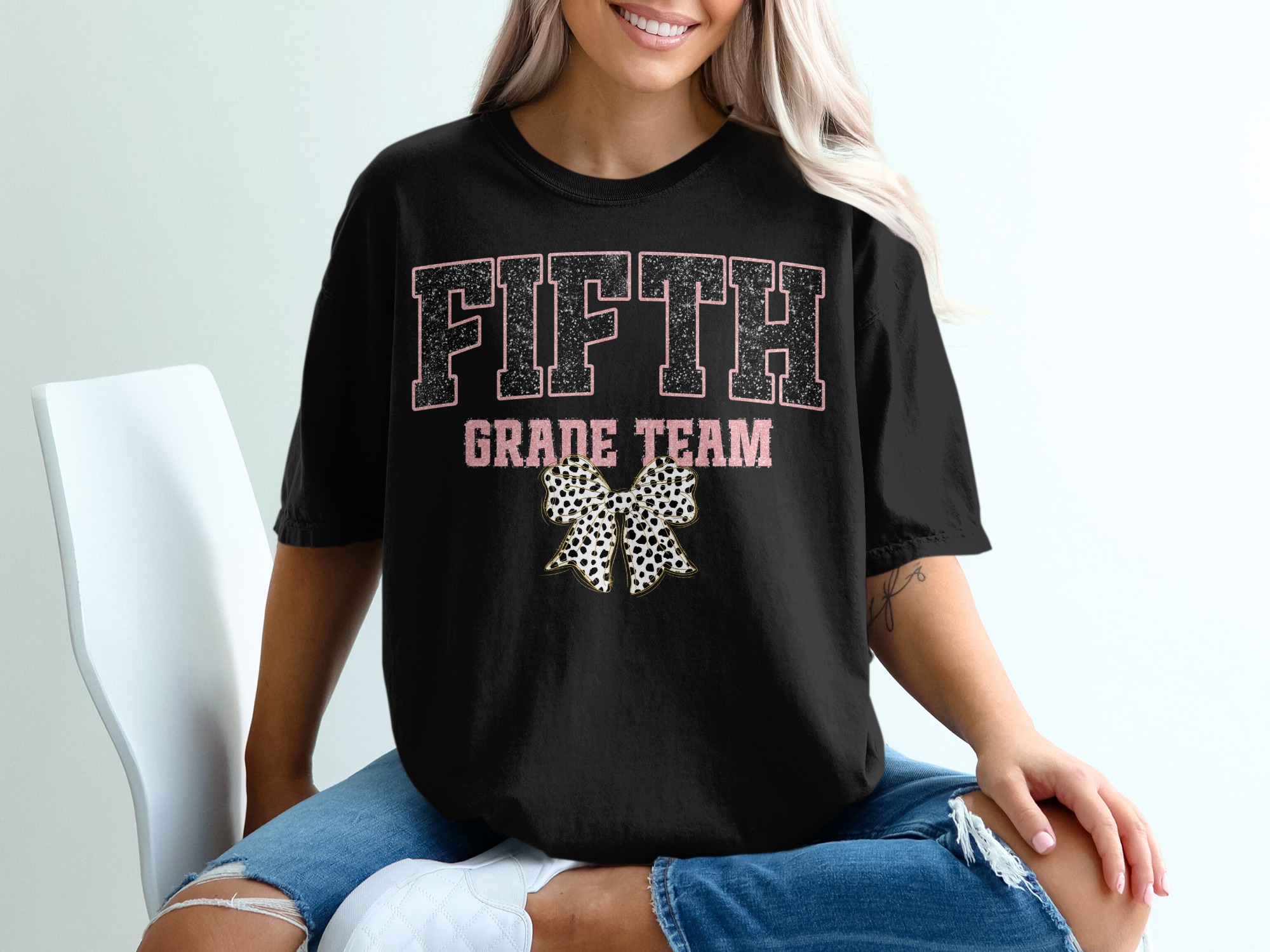 Fifth Grade Team T-Shirt, Teacher Gift, Back To School Shirt, Leopard Bow, Fifth Grade Squad, Fifth Grade Teacher, Team Teaching Shirt - Image 2