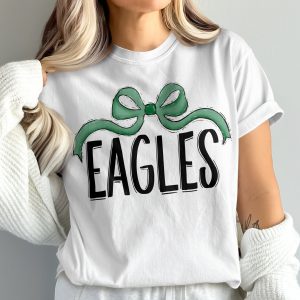 Eagles T-Shirt, Team Spirit Tee, Bow Accent, Comfort Colors 1717, School Pride, Game Day Shirt, Gift for Her, Eagles Fan Apparel