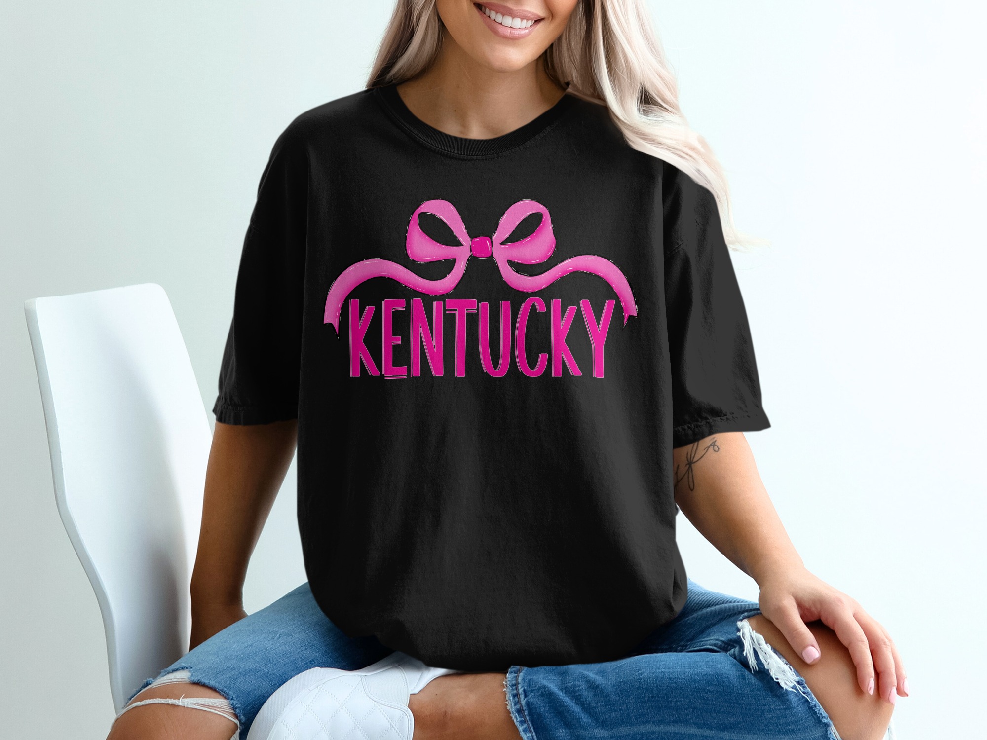Kentucky T-Shirt, Pink Bow Tee, Comfort Colors 1717, State Pride Shirt, Kentucky Gift, Southern Style Shirt, Kentucky Souvenir, Unisex Tee - Image 3