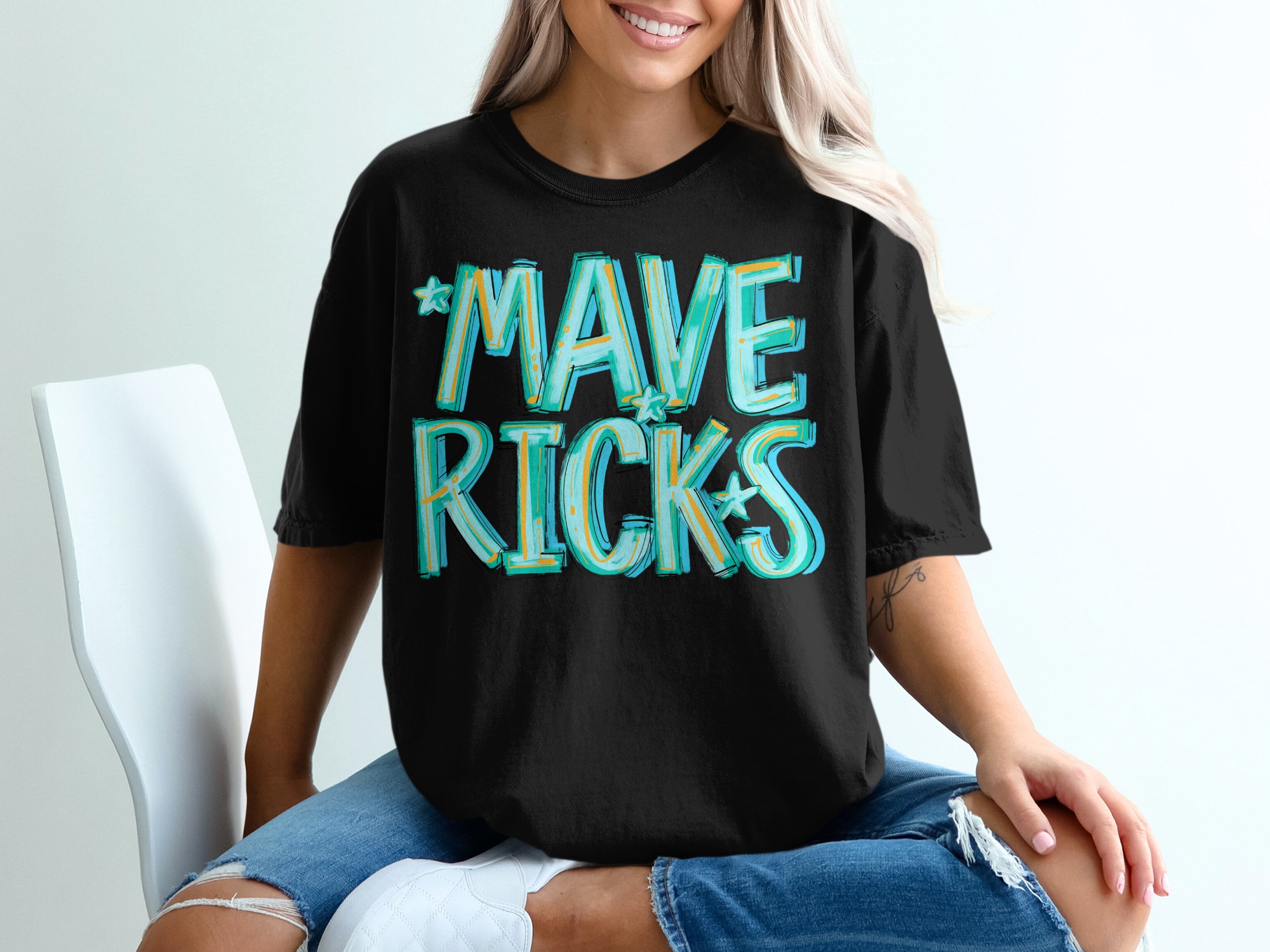 Mavericks T-Shirt, Comfort Colors 1717, Dallas Basketball Tee, Turquoise and Gold Design, Sports Fan Gift, Trendy Graphic Tee - Image 3