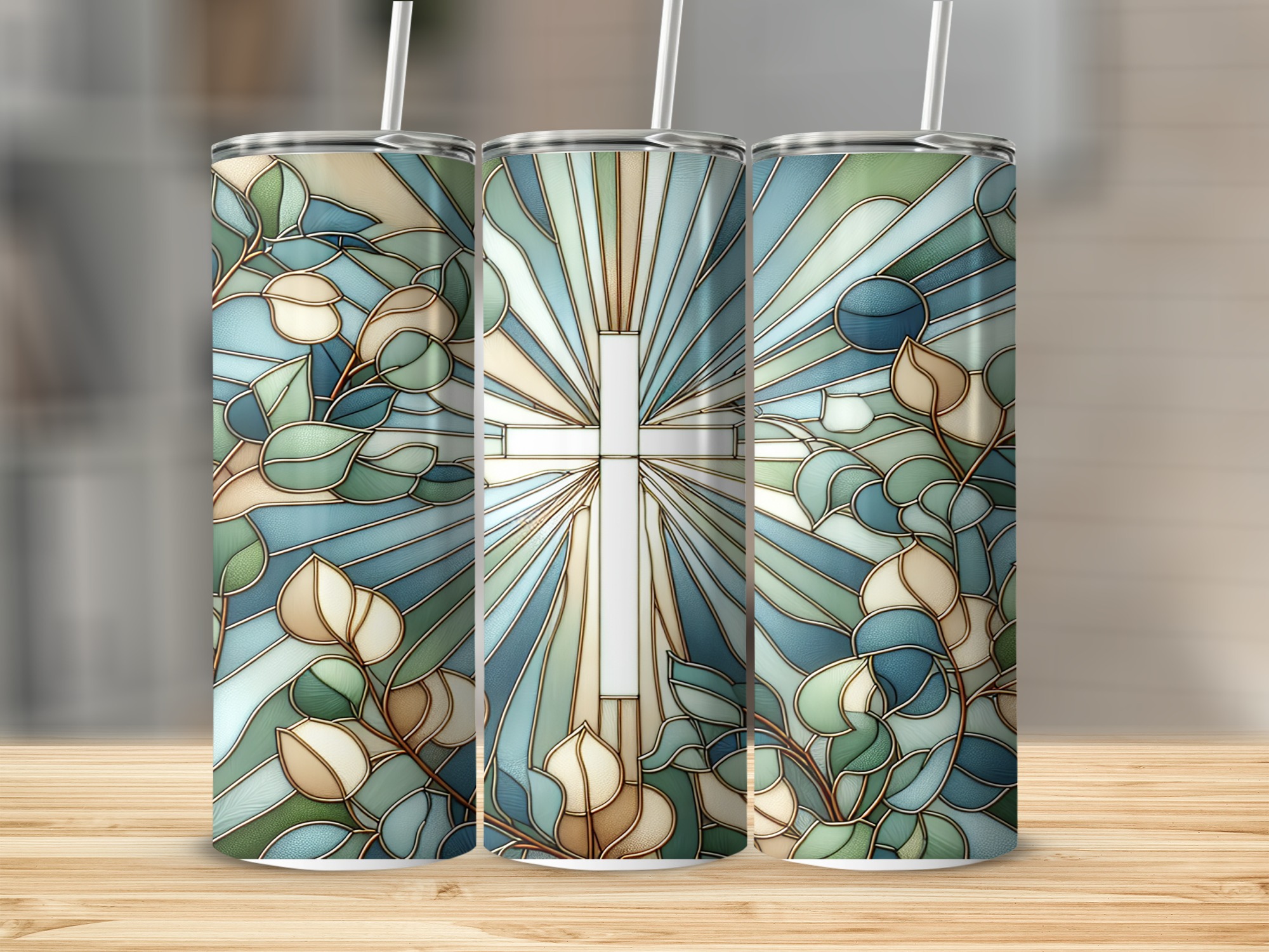 Stained Glass Cross 20oz Sublimation Digital Download,Religious Tumbler Design,Christian Faith,Eucalyptus Leaves,Tumbler Wrap,Digital File