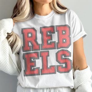 Rebels T-Shirt, Embroidered Letter Design, Comfort Colors 1717 Tee, Unique Statement Shirt, Edgy Fashion Top, Trendy Unisex Apparel