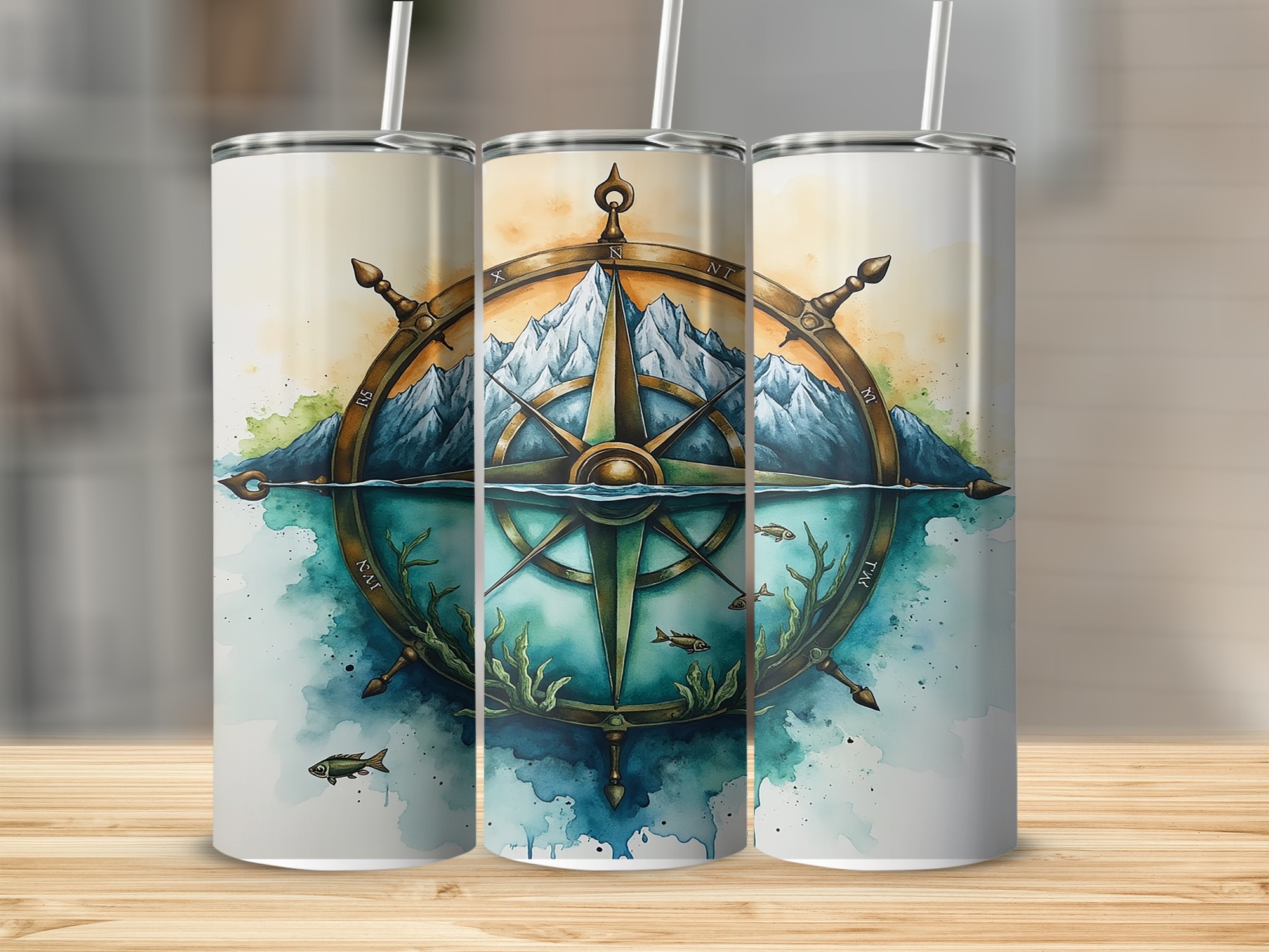 Compass Wheel 20oz Sublimation Digital Download, Ocean Tumbler Design, Nautical Wrap Template, Tumbler Sublimation Digital, Gift for