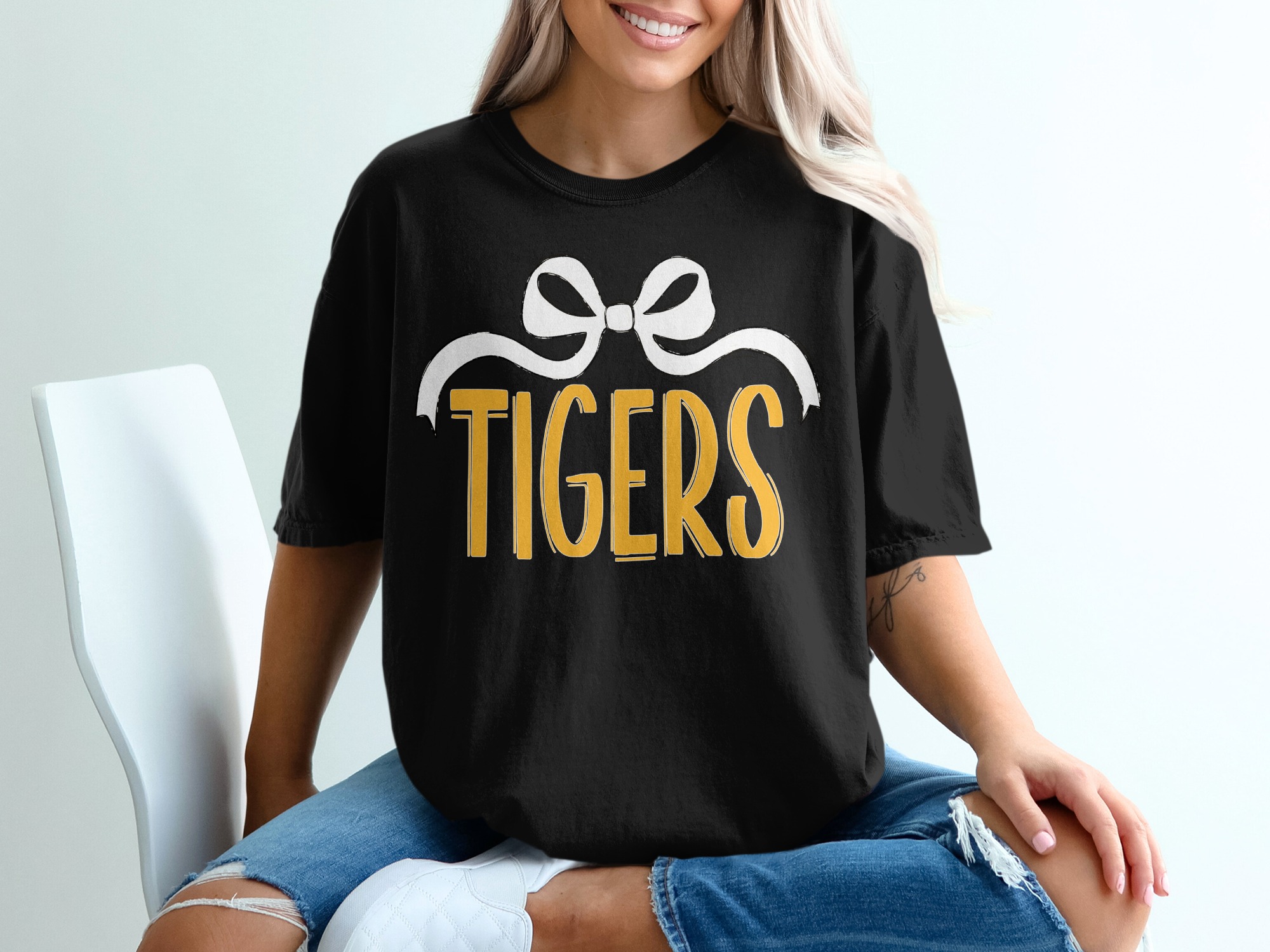 Tigers T Shirt, Bow Shirt, Comfort Colors 1717, Game Day Shirt, College Shirt, Tigers Fan Gift, Sport Tee, Graphic Tee, Trendy Top - Image 3