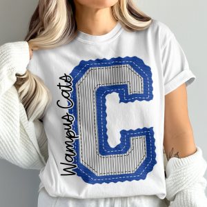 Wampus Cats T-Shirt, Collegiate Letter T Shirt, Blue Letterman Shirt, Comfort Colors 1717, Mascot T Shirt, School Spirit Shirt, prepster preppy