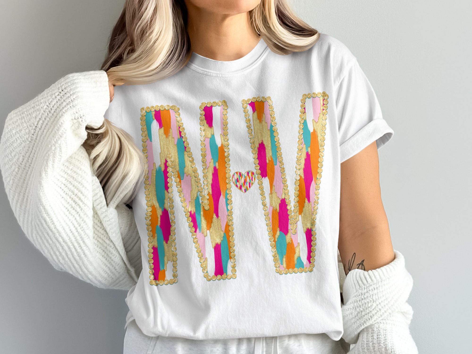 MV with Heart T-Shirt, Comfort Colors 1717, Initial Tee, Custom Initial Shirt, Personalized Gift for Her, Trendy Tee, Fashion Tee