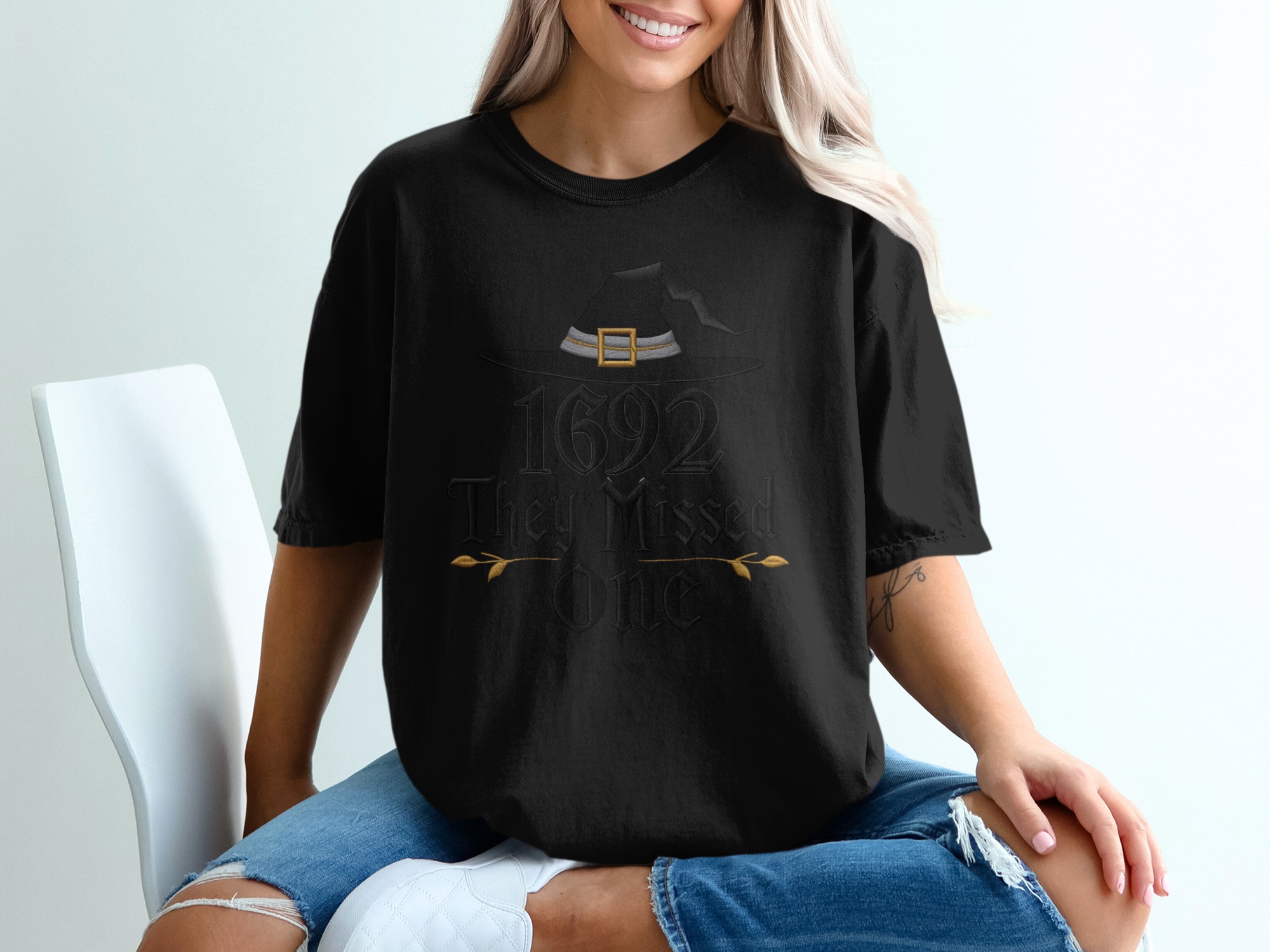1692 They Missed One T-Shirt, Witch Hat Comfort Colors Tee, Halloween Apparel, Spooky Season Shirt, Witchy Vibes, Fall Outfit Idea, Funny - Image 3